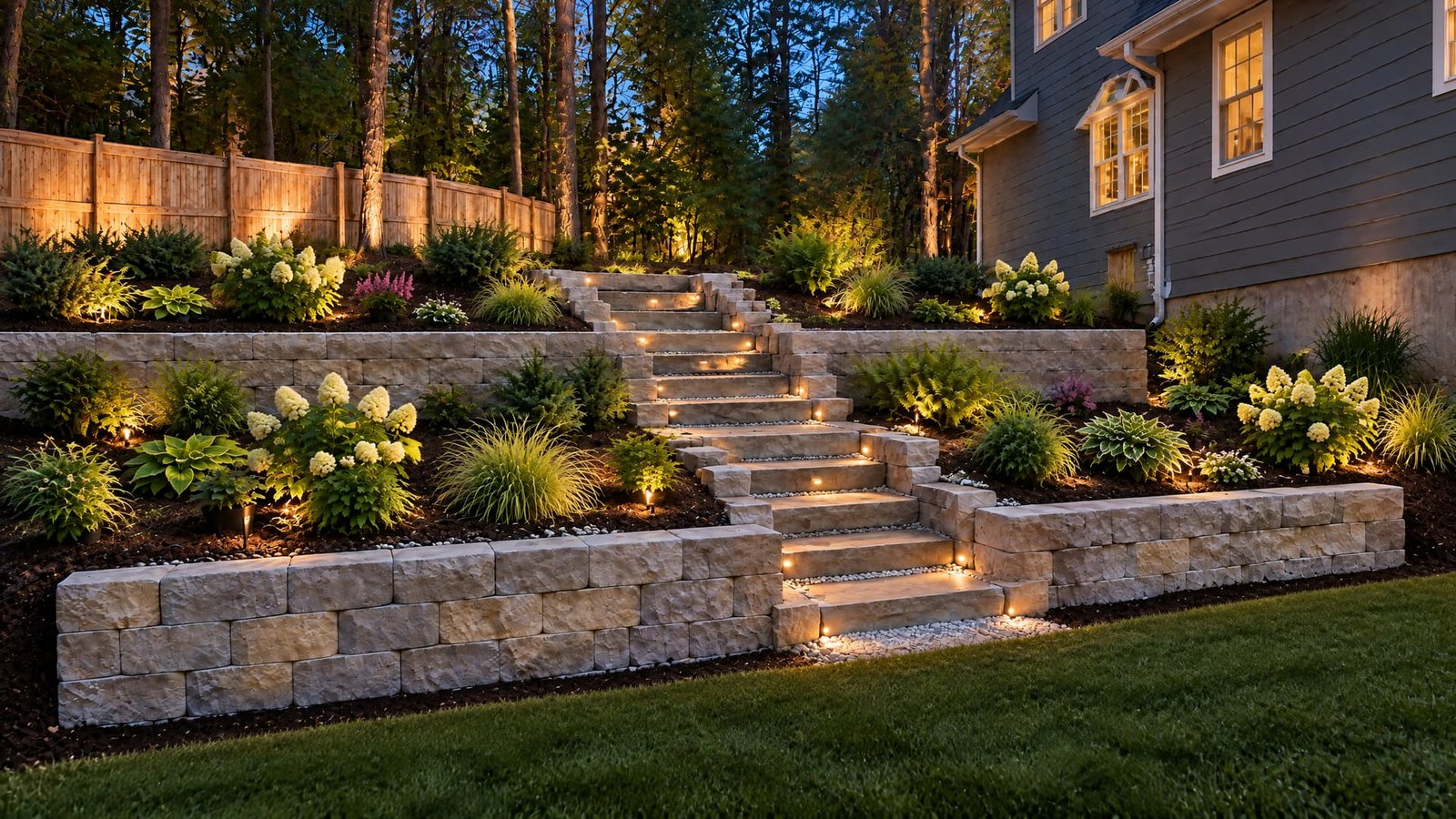 Near-final landscape-lighting stage